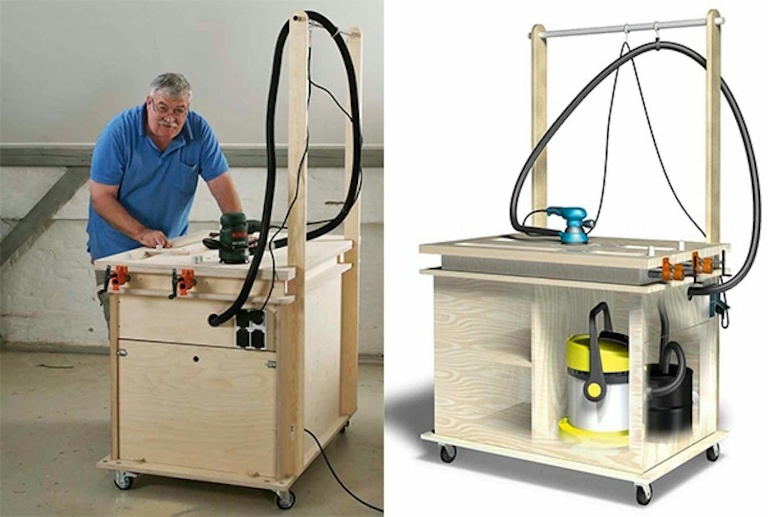 Verdens bedste arbejdsbord med støvsuger og plads til el værktøj